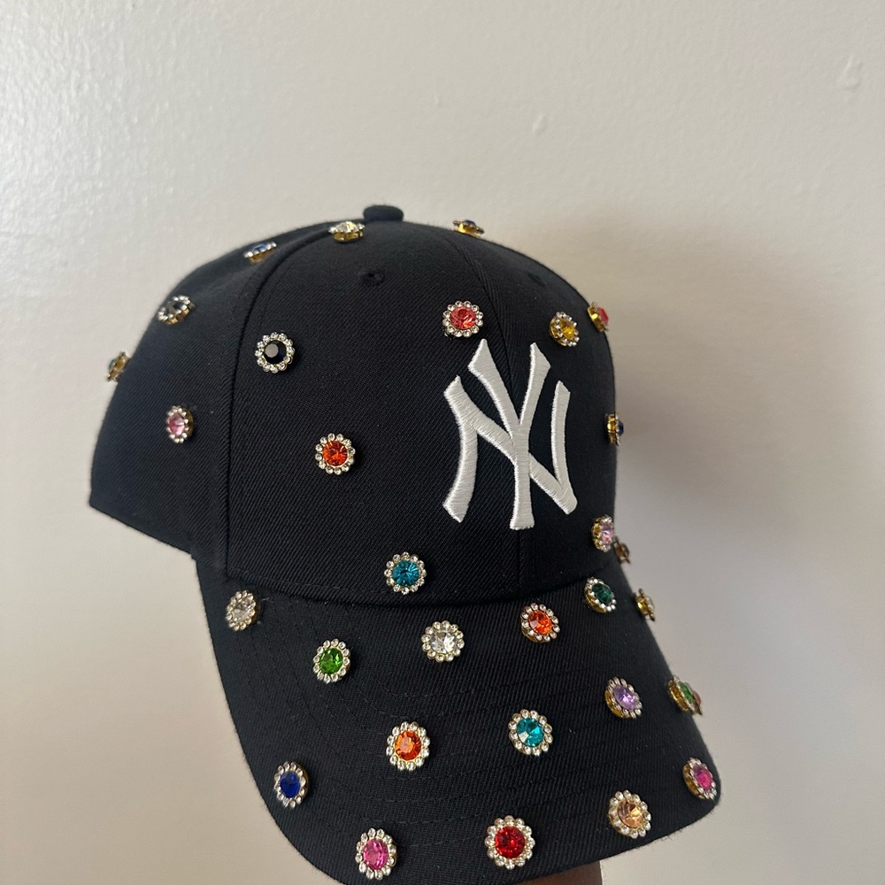 Black and White Hat with Colorful Studs